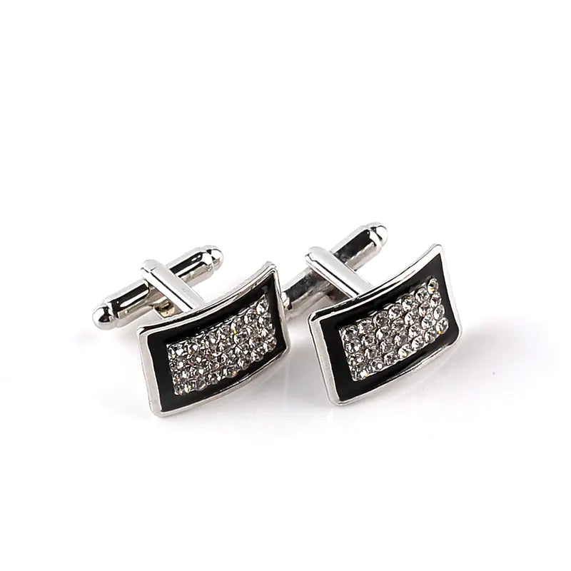 Geometric Rectangle Rhinestone Cufflinks for Shirts