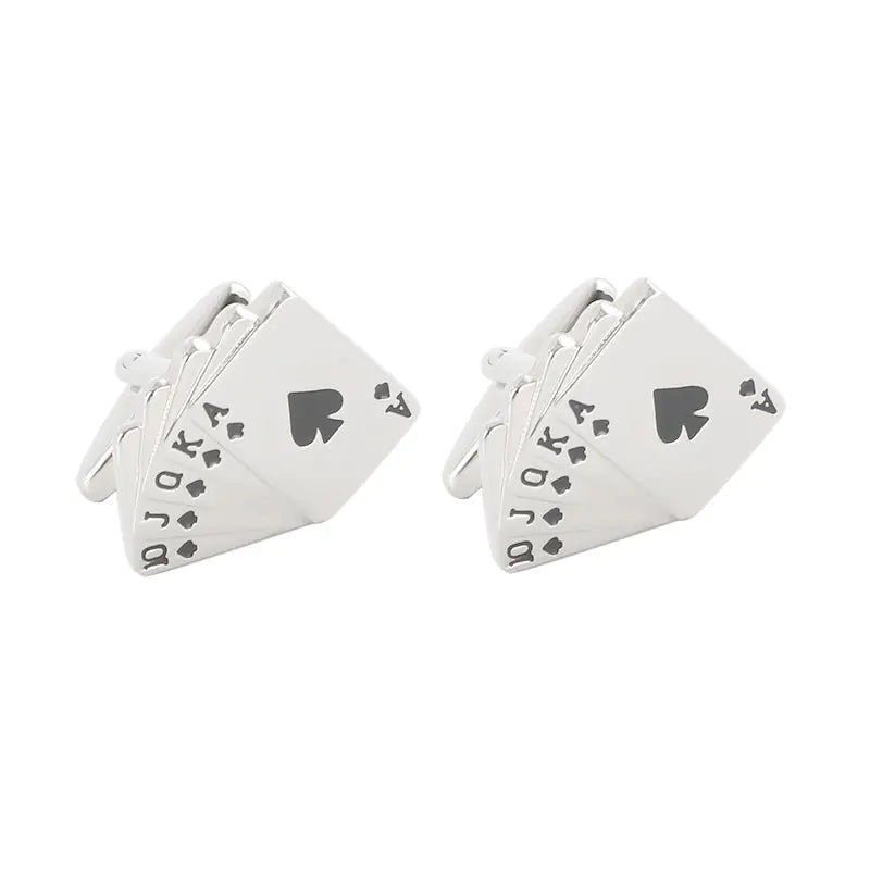 Gambling Playing Card Cufflinks for Men's Shirts