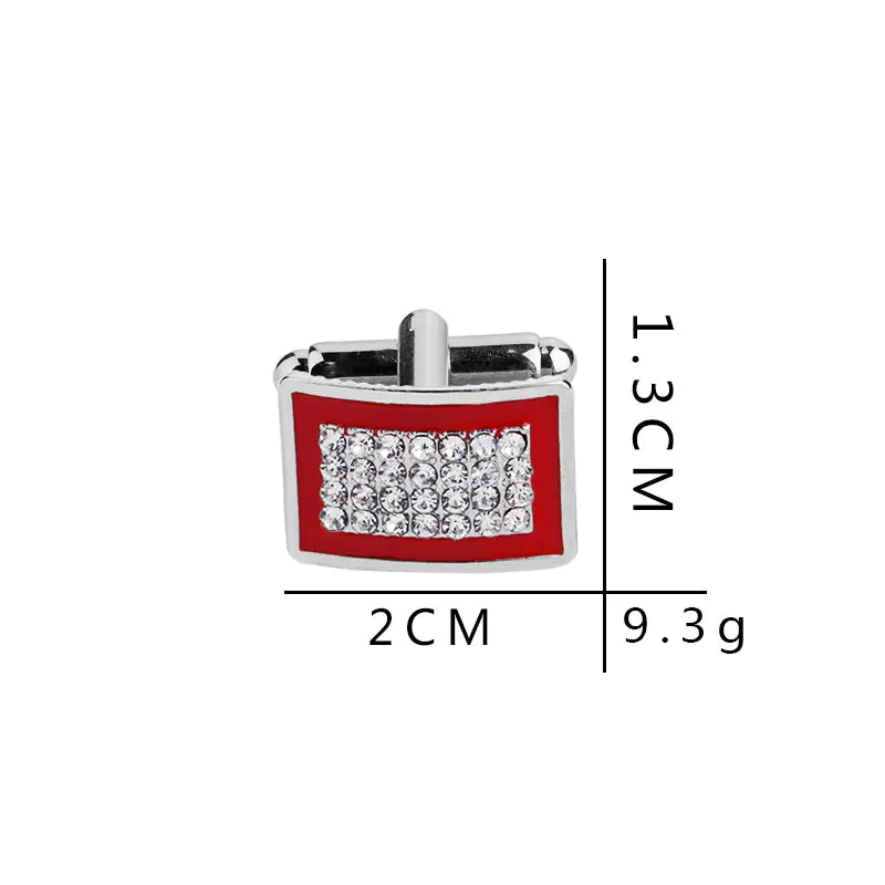 Geometric Rectangle Rhinestone Cufflinks for Shirts