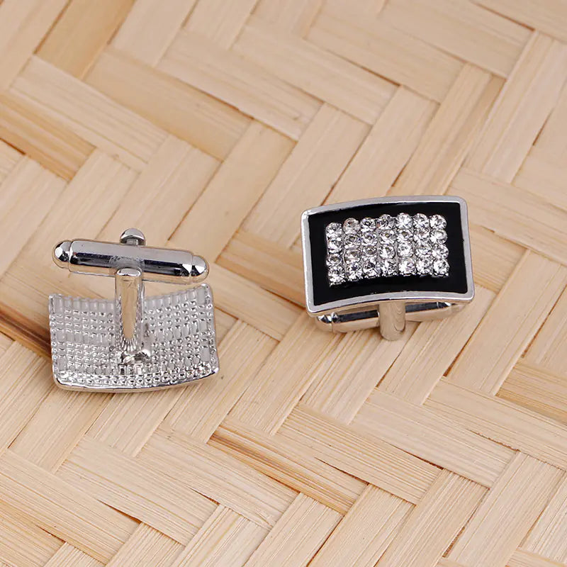 Geometric Rectangle Rhinestone Cufflinks for Shirts