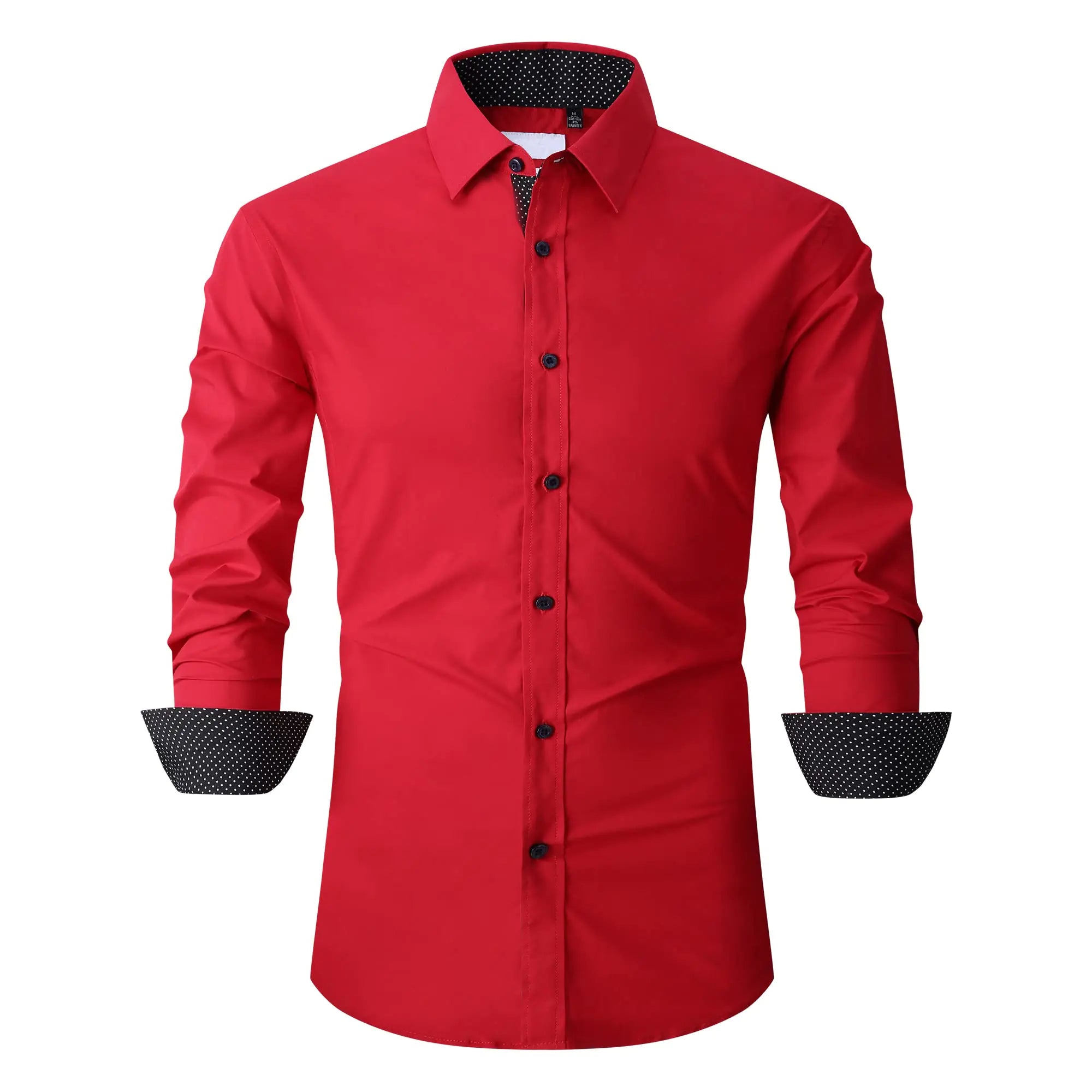Damipow Mens Dress Shirts Casual Button Down Shirt Long Sleeve Button up Shirts(RedLarge)