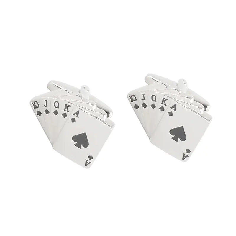 Gambling Playing Card Cufflinks for Men's Shirts