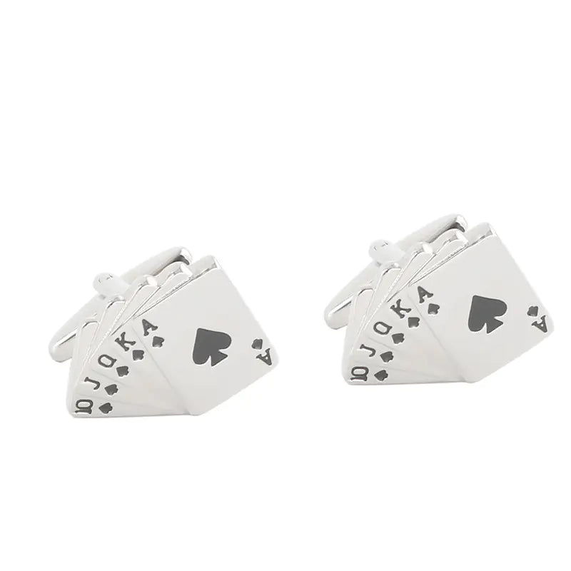 Gambling Playing Card Cufflinks for Men's Shirts