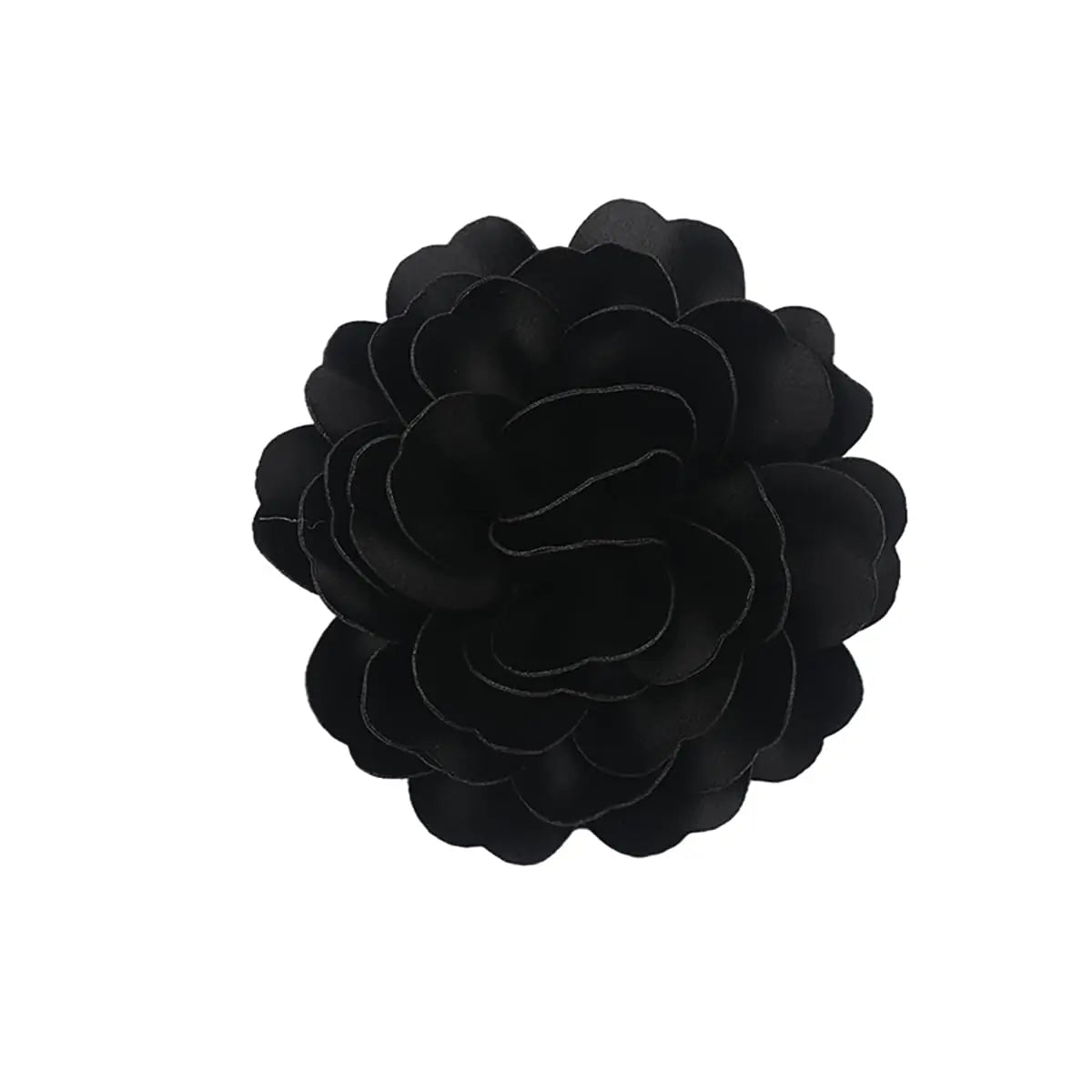 Dainty Satin Fabric Rose Flower Large Brooch Pin Handmade Big Camellia Brooch Lapel Pins Wedding Party Dance Banquet Dress Suit Ceremony Clothes Accessories Jewelry Gifts for Women (Black)