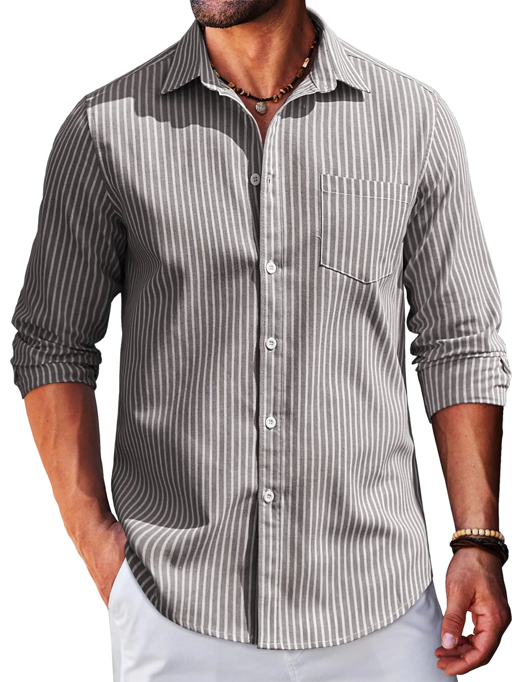 COOFANDY Mens Long Sleeve Button Down Shirt Casual Untucked Regular-Fit Oxford Dress Shirts