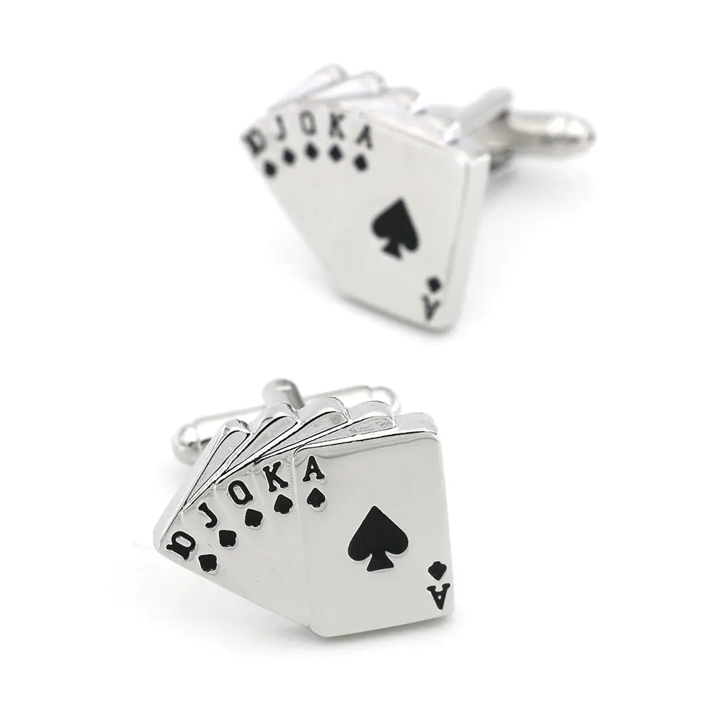 Gambling Playing Card Cufflinks for Men's Shirts