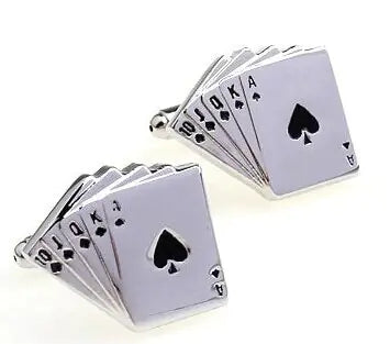 Gambling Playing Card Cufflinks for Men's Shirts