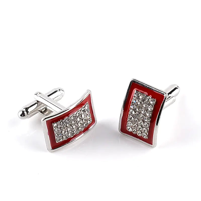 Geometric Rectangle Rhinestone Cufflinks for Shirts