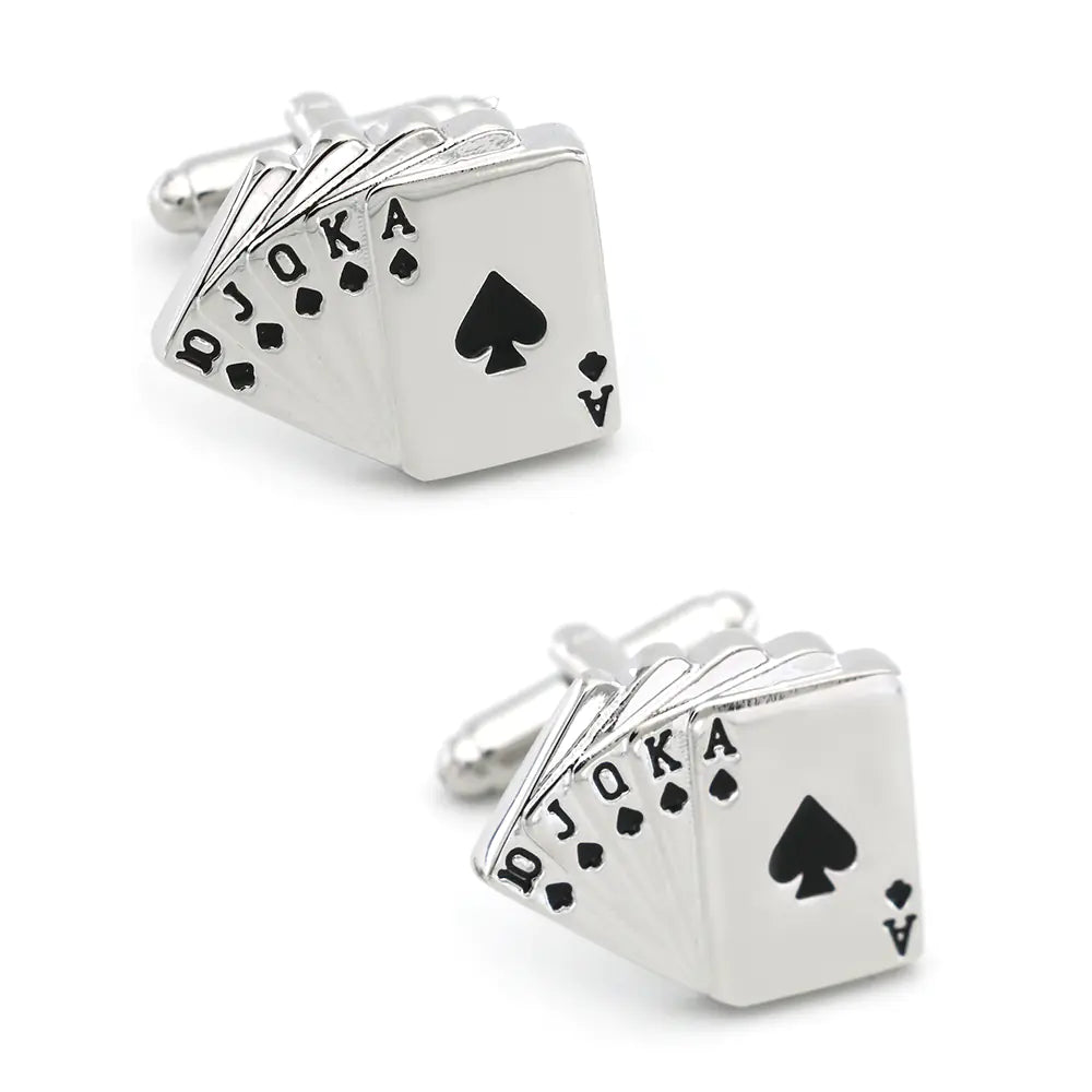 Gambling Playing Card Cufflinks for Men's Shirts