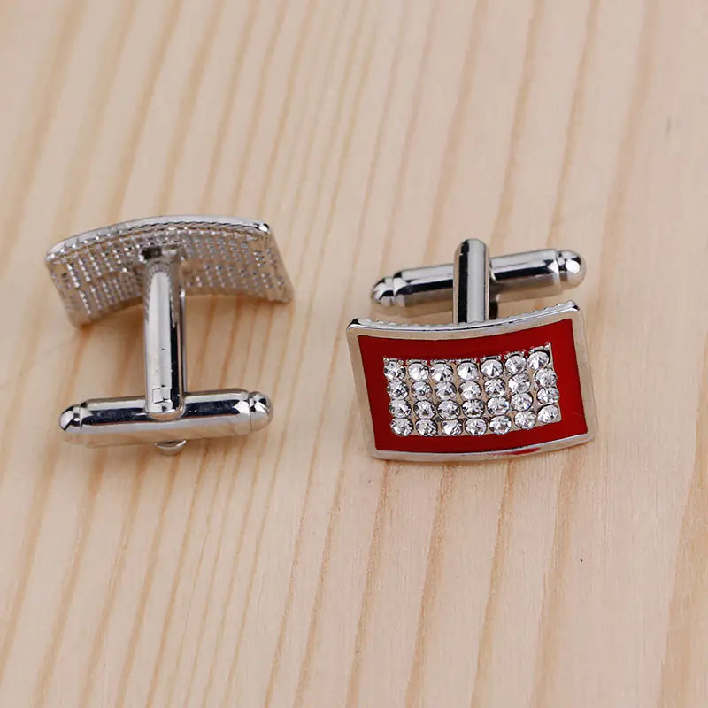 Geometric Rectangle Rhinestone Cufflinks for Shirts